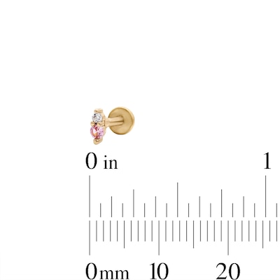 Yellow Ion-Plated CZ Pink and White Duo, Butterfly and Flower Cartilage Earring Set - 16G 1/4"