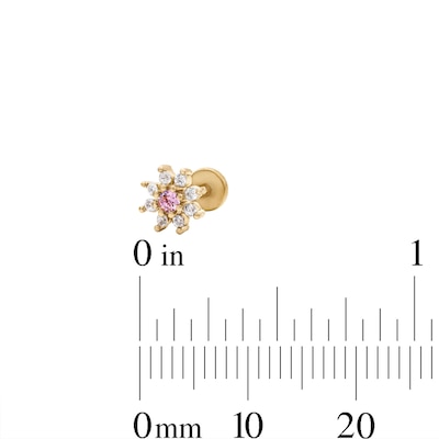 Yellow Ion-Plated CZ Pink and White Duo, Butterfly and Flower Cartilage Earring Set - 16G 1/4"