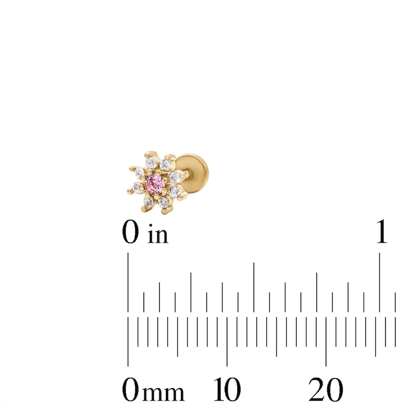 Main Image 4 of Yellow Ion-Plated CZ Pink and White Duo, Butterfly and Flower Cartilage Earring Set - 16G 1/4"