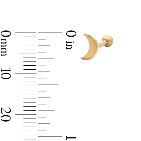 Yellow Ion-Plated Moon, Star and Horseshoe Cartilage Earring Set - 16G 5/16"