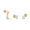 Thumbnail Image 1 of Yellow Ion-Plated Dangle, Duo and Solitaire CZ Cartilage Earring Set - 16G 1/4"