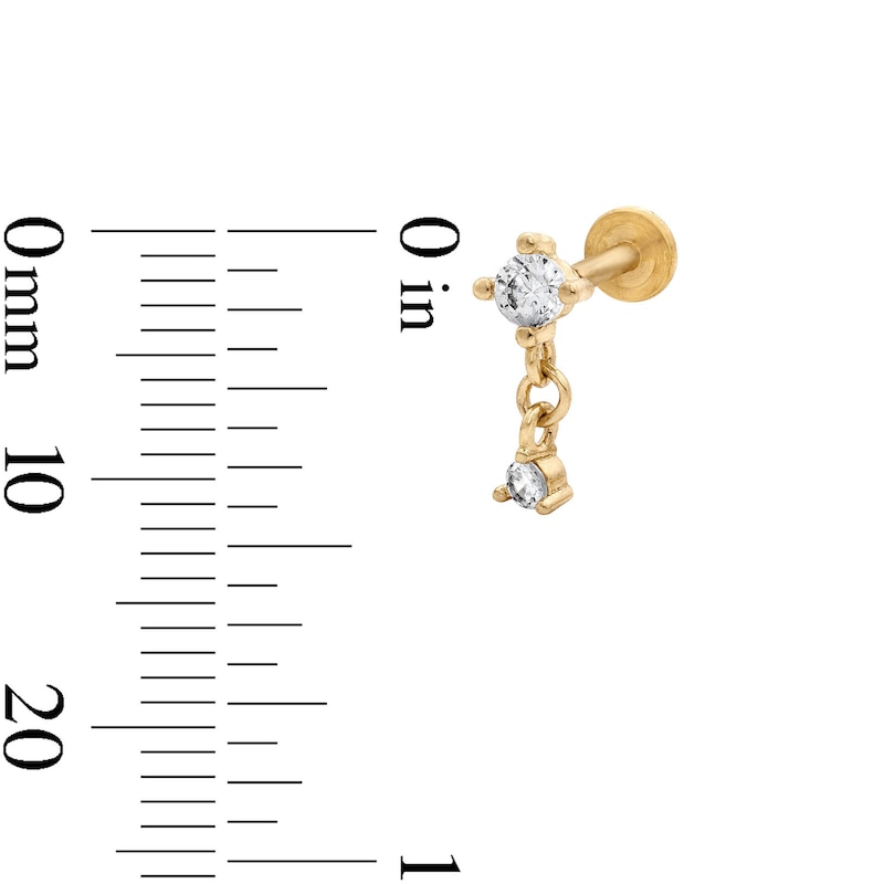Main Image 2 of Yellow Ion-Plated Dangle, Duo and Solitaire CZ Cartilage Earring Set - 16G 1/4"