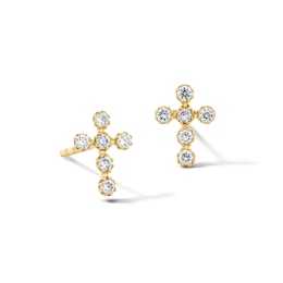 10K Solid Gold 1/5 CT. T.W. Lab-Grown Diamond Cross Studs