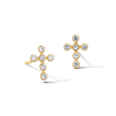 10K Solid Gold 1/5 CT. T.W. Lab-Grown Diamond Cross Studs