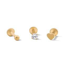 Yellow Ion-Plated CZ Cartilage Stud Set - 18G 1/4"