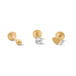 Yellow Ion-Plated CZ Cartilage Stud Set - 18G 1/4"