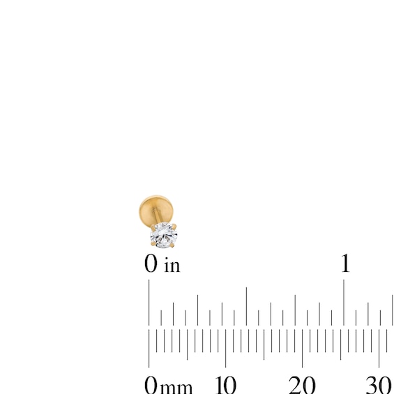 Yellow Ion-Plated CZ Cartilage Stud Set - 18G 1/4"