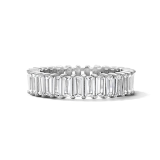 Solid Sterling Silver CZ Emerald Eternity Band - Size 7