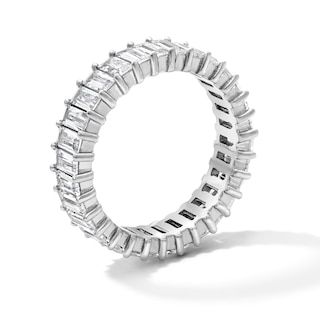 Solid Sterling Silver CZ Emerald Eternity Band - Size 7