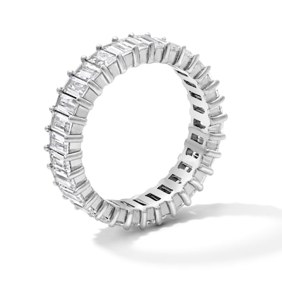 Solid Sterling Silver CZ Emerald Eternity Band - Size 7
