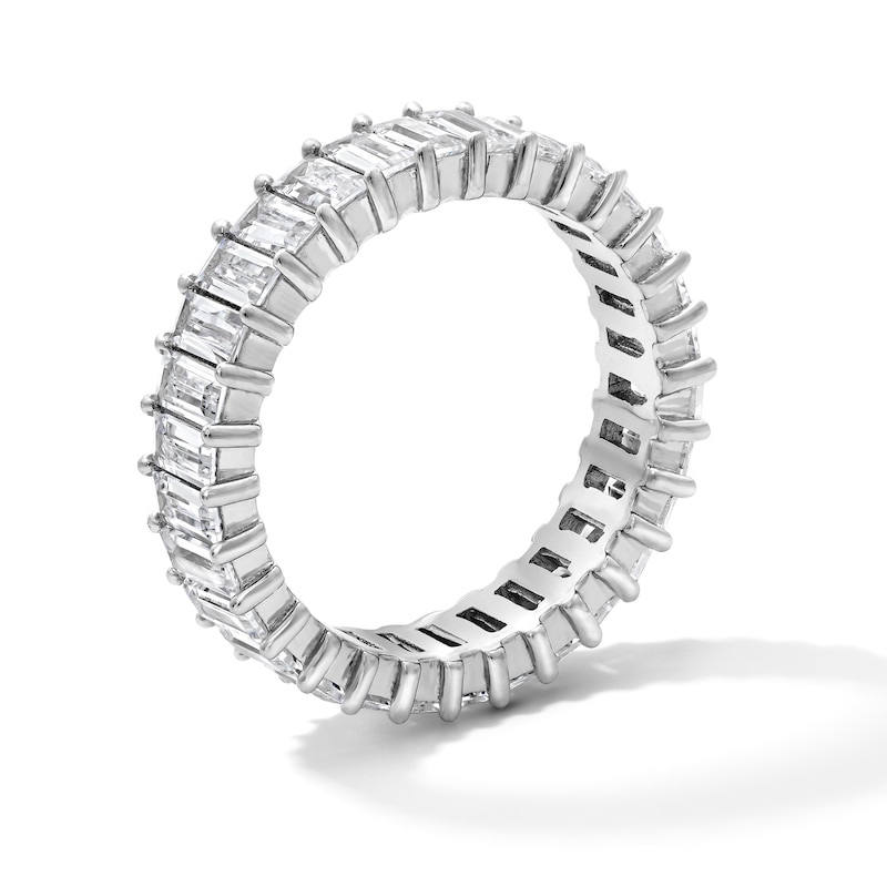 Main Image 3 of Solid Sterling Silver CZ Emerald Eternity Band - Size 7