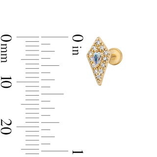 Yellow Ion-Plated CZ Kite, Clicker Hoop and CZ Solitaire Cartilage Earring Set – 16G, 18G