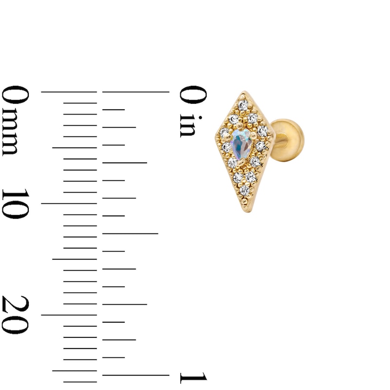 Main Image 2 of Yellow Ion-Plated CZ Kite, Clicker Hoop and CZ Solitaire Cartilage Earring Set – 16G, 18G