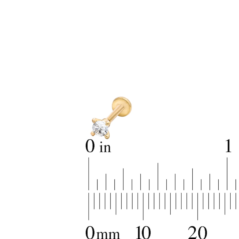 Main Image 4 of Yellow Ion-Plated CZ Kite, Clicker Hoop and CZ Solitaire Cartilage Earring Set – 16G, 18G