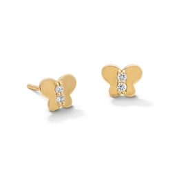10K Solid Gold 1/20 CT. T.W. Lab-Grown Diamond Butterfly Studs