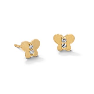 10K Solid Gold 1/20 CT. T.W. Lab-Grown Diamond Butterfly Studs