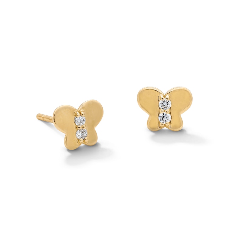 Main Image 1 of 10K Solid Gold 1/20 CT. T.W. Lab-Grown Diamond Butterfly Studs
