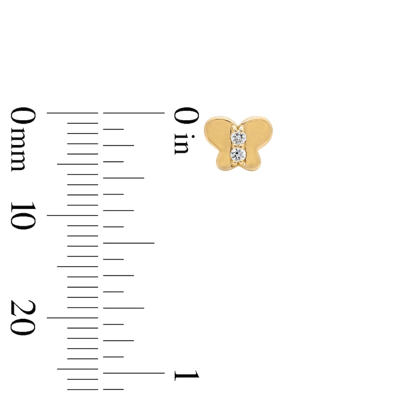 Main Image 2 of 10K Solid Gold 1/20 CT. T.W. Lab-Grown Diamond Butterfly Studs