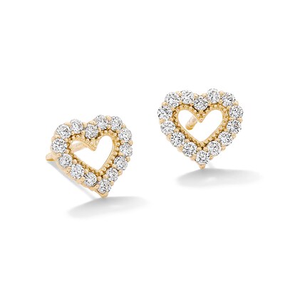 10K Solid Gold 1/4 CT. T.W. Lab-Grown Diamond Heart Studs