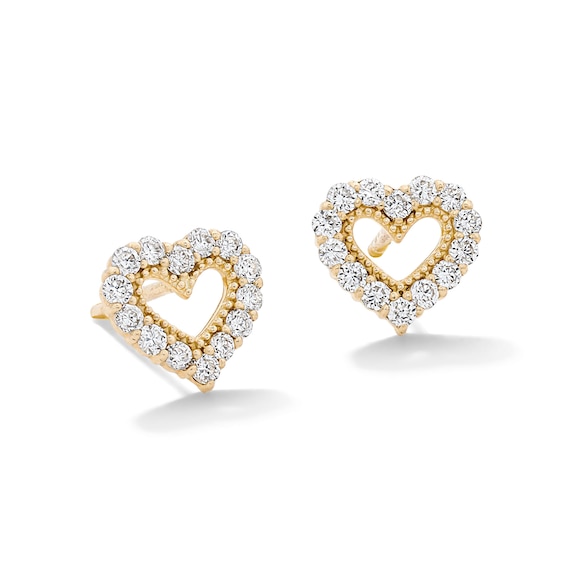 10K Solid Gold 1/4 CT. T.W. Lab-Grown Diamond Heart Studs