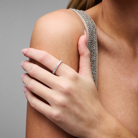 Solid Sterling Silver CZ Eternity Band - Size 7