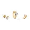 Thumbnail Image 1 of Yellow Ion-Plated CZ Trio, Clicker Hoop and Ball Cartilage Earring Set - 16G