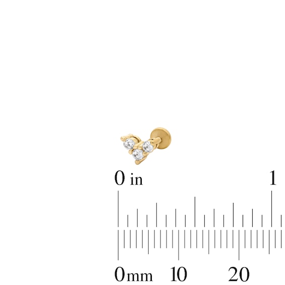 Yellow Ion-Plated CZ Trio, Clicker Hoop and Ball Cartilage Earring Set - 16G