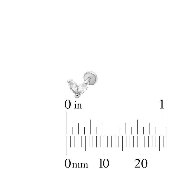 Semi-Solid Stainless Steel CZ Marquise Duo, Round Duo and Ball Cartilage Earring Set - 18G 1/4"