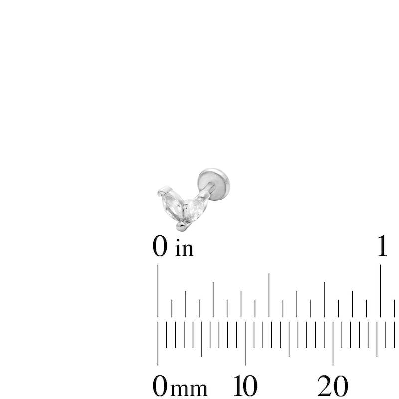 Main Image 2 of Semi-Solid Stainless Steel CZ Marquise Duo, Round Duo and Ball Cartilage Earring Set - 18G 1/4"