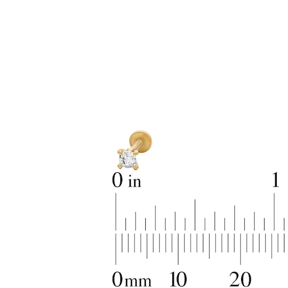 Yellow Ion-Plated Ball, CZ Solitaire and Trio Cartilage Earring Set - 16G 1/4"