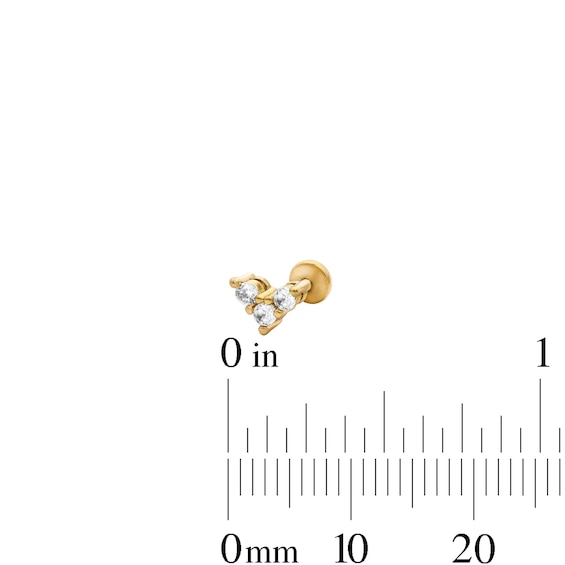 Yellow Ion-Plated Ball, CZ Solitaire and Trio Cartilage Earring Set - 16G 1/4"