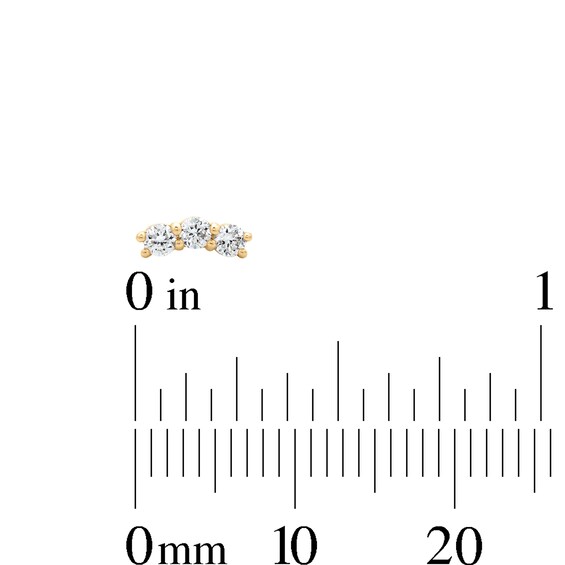 10K Solid Gold 1/5 CT. T.W. Lab-Grown Diamond Round Trio Bar Studs