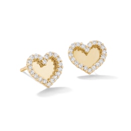 10K Solid Gold 1/5 CT. T.W. Lab-Grown Diamond Heart Studs