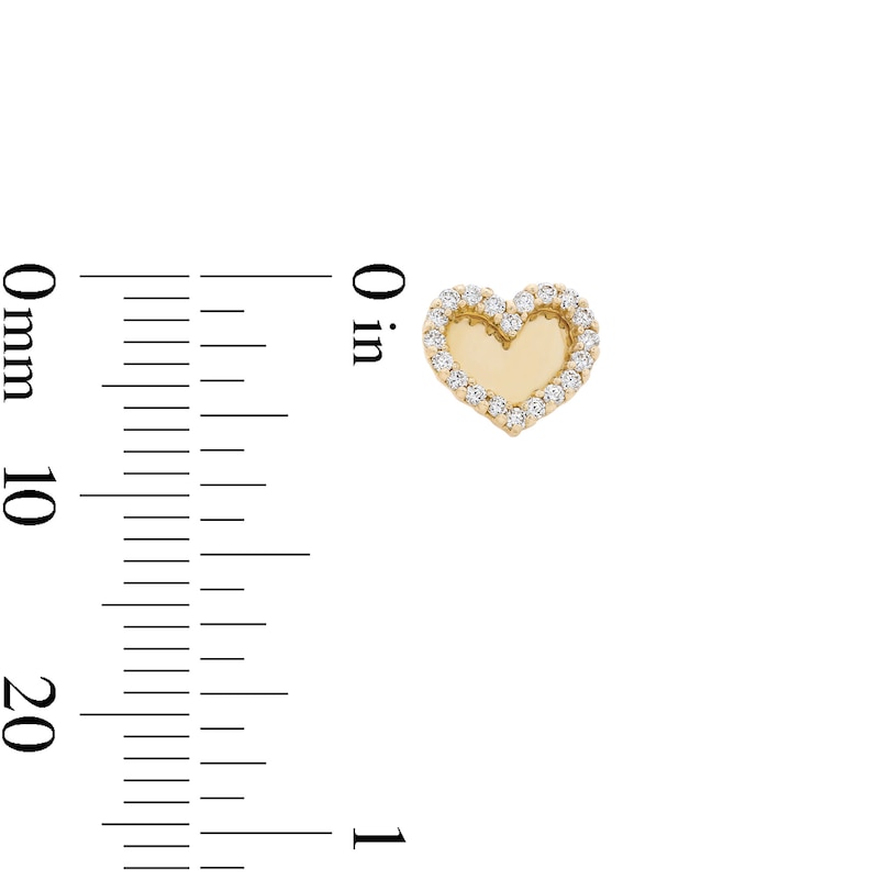 Main Image 2 of 10K Solid Gold 1/5 CT. T.W. Lab-Grown Diamond Heart Frame Studs