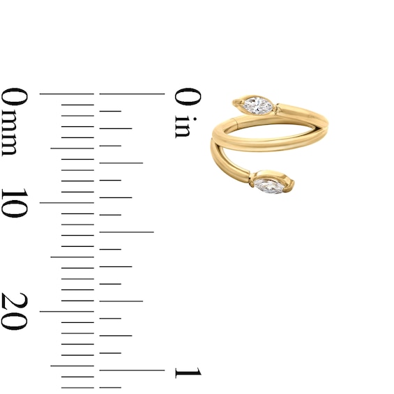 Yellow Ion-Plated CZ Vine Bypass Cartilage Clicker Hoop - 18G 5/16"