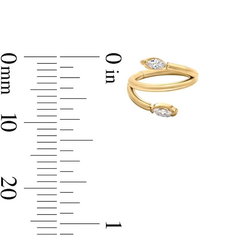 Main Image 2 of Yellow Ion-Plated CZ Vine Bypass Cartilage Clicker Hoop - 18G 5/16"