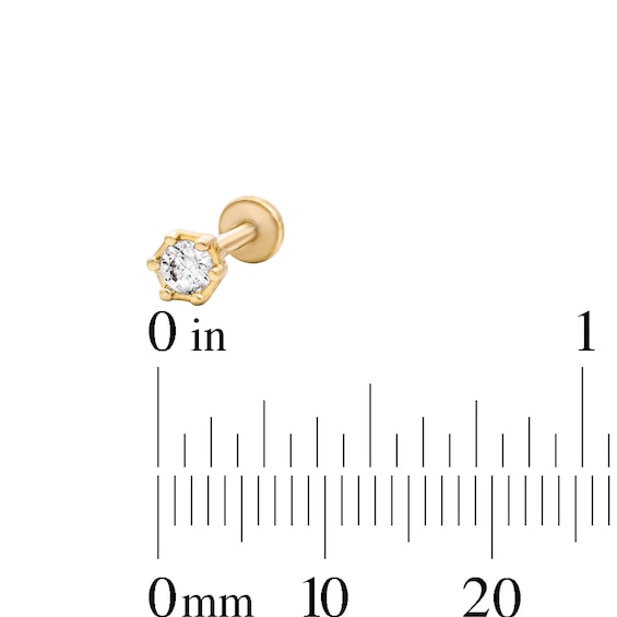 Yellow Ion-Plated CZ Hexagon, Marquise Duo and Flower Cartilage Earring Set - 16G 1/4"