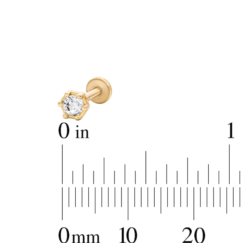 Main Image 2 of Yellow Ion-Plated CZ Hexagon, Marquise Duo and Flower Cartilage Earring Set - 16G 1/4"