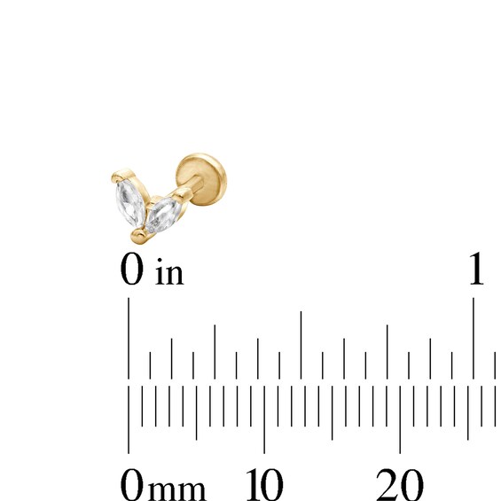 Yellow Ion-Plated CZ Hexagon, Marquise Duo and Flower Cartilage Earring Set - 16G 1/4"