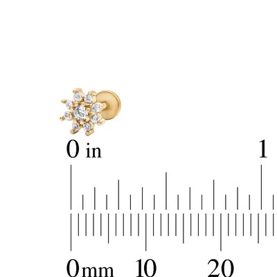 Yellow Ion-Plated CZ Hexagon, Marquise Duo and Flower Cartilage Earring Set - 16G 1/4"