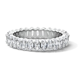 Solid Sterling Silver CZ Oval Eternity Band - Size 7