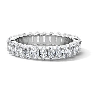 Solid Sterling Silver CZ Oval Eternity Band - Size 7