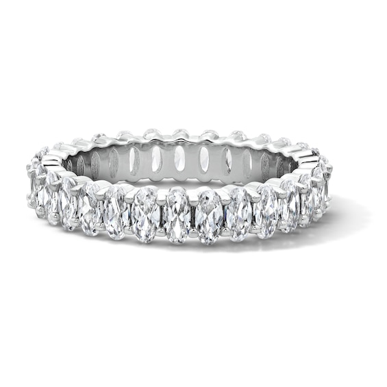 Solid Sterling Silver CZ Oval Eternity Band - Size 7