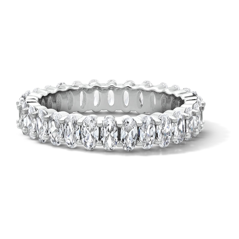 Main Image 1 of Solid Sterling Silver CZ Oval Eternity Band - Size 7