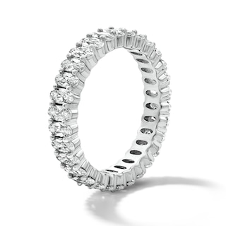 Solid Sterling Silver CZ Oval Eternity Band - Size 7