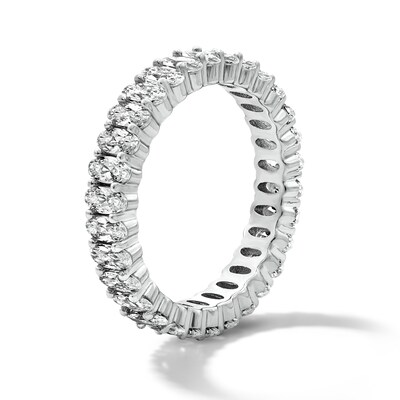 Solid Sterling Silver CZ Oval Eternity Band - Size 7