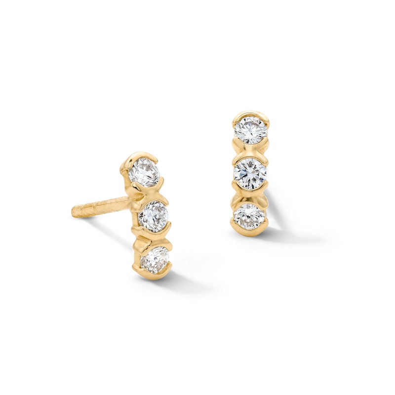 Main Image 1 of 10K Solid Gold 1/8 CT. T.W. Lab-Grown Diamond Bar Studs