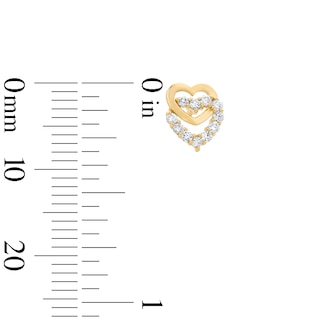 10K Solid Gold 1/5 CT. T.W. Lab-Grown Diamond Double Heart Studs