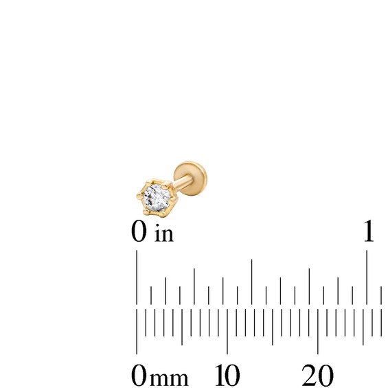 Yellow Ion-Plated CZ Hexagon, Crown and Ball Cartilage Earring Set - 16G 1/4"