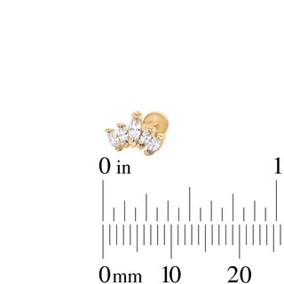 Yellow Ion-Plated CZ Hexagon, Crown and Ball Cartilage Earring Set - 16G 1/4"